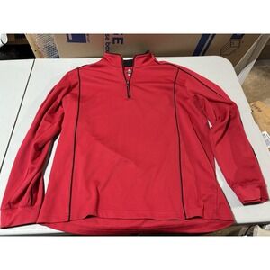 BOLLE' Men's L Red w/ Black Trim Long Sleeve 1/4 Zip Polo Shirt Jacket Thermal